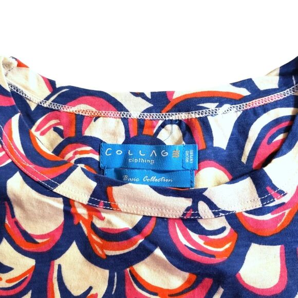 Collage Clothing Short-Sleeve High-Low Top Blue, Pink,White Summer Scale Print - Picture 4 of 7